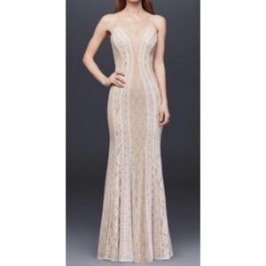 Size 10 DB Studio Mixed Lace Sheath Gown Boho Fairy Bridal